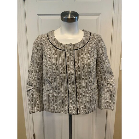 Idra Anthropolgie Black & White Geometric Patterned Blazer Jacket, Size 6 (US) - Picture 1 of 9